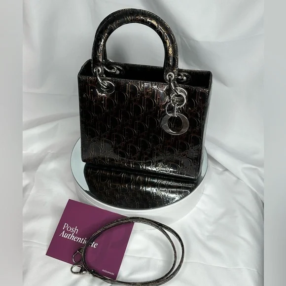 Christian Dior Hand Bag Brown Enamel - Picture 12 of 17